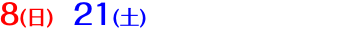 8(日)　21(土)